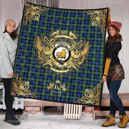 Scottish Campbell Argyll Ancient Clan Tartan Quilt - Military Logo Style Scottish Plaid Tartan Plaid