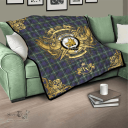 Scottish Campbell Argyll Modern Clan Tartan Quilt - Military Logo Style Scottish Plaid Tartan Plaid