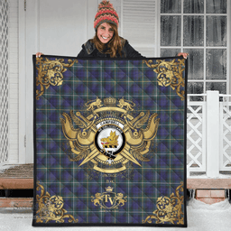 Scottish Campbell Argyll Modern Clan Tartan Quilt - Military Logo Style Scottish Plaid Tartan Plaid