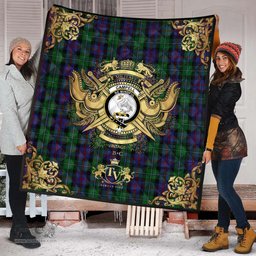 Scottish Campbell of Cawdor Clan Tartan Quilt - Military Logo Style Scottish Plaid Tartan Plaid