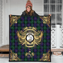 Scottish Campbell of Cawdor Clan Tartan Quilt - Military Logo Style Scottish Plaid Tartan Plaid
