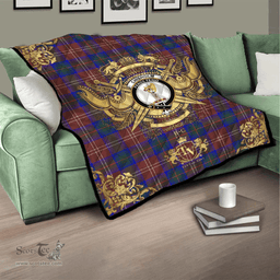 Scottish Chisholm Hunting Modern Clan Tartan Quilt - Military Logo Style Scottish Plaid Tartan Plaid