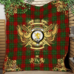Scottish Cumming 01 Clan Tartan Quilt - Military Logo Style Scottish Plaid Tartan Plaid