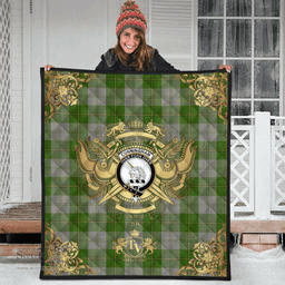 Scottish Cunningham Dress Green Dancers Clan Tartan Quilt - Military Logo Style Scottish Plaid Tartan Plaid