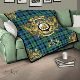 Scottish Campbell Ancient 01 Clan Tartan Quilt - Military Logo Style Scottish Plaid Tartan Plaid