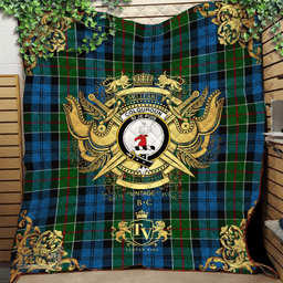 Scottish Colquhoun 02 Clan Tartan Quilt - Military Logo Style Scottish Plaid Tartan Plaid