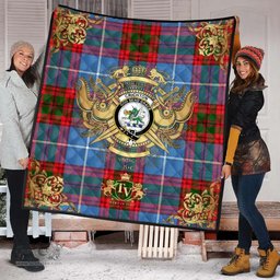 Scottish Crichton Clan Tartan Quilt - Military Logo Style Scottish Plaid Tartan Plaid