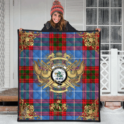 Scottish Crichton Clan Tartan Quilt - Military Logo Style Scottish Plaid Tartan Plaid