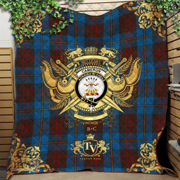 Scottish Cameron Hunting Clan Tartan Quilt - Military Logo Style Scottish Plaid Tartan Plaid