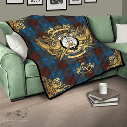 Scottish Cameron Hunting Clan Tartan Quilt - Military Logo Style Scottish Plaid Tartan Plaid