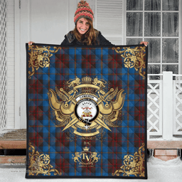 Scottish Cameron Hunting Clan Tartan Quilt - Military Logo Style Scottish Plaid Tartan Plaid