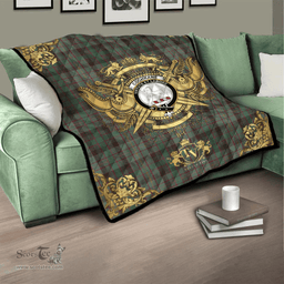 Scottish Cochrane Hunting Clan Tartan Quilt - Military Logo Style Scottish Plaid Tartan Plaid