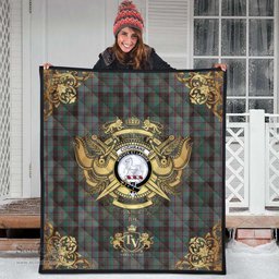 Scottish Cochrane Hunting Clan Tartan Quilt - Military Logo Style Scottish Plaid Tartan Plaid