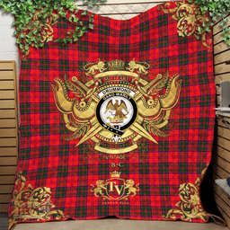Scottish Drummond Modern Clan Tartan Quilt - Military Logo Style Scottish Plaid Tartan Plaid