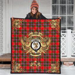Scottish Drummond of Perth Clan Tartan Quilt - Military Logo Style Scottish Plaid Tartan Plaid