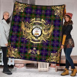 Scottish Cameron of Erracht Modern Clan Tartan Quilt - Military Logo Style Scottish Plaid Tartan Plaid
