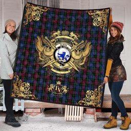 Scottish Clark (Lion) 01 Clan Tartan Quilt - Military Logo Style Scottish Plaid Tartan Plaid