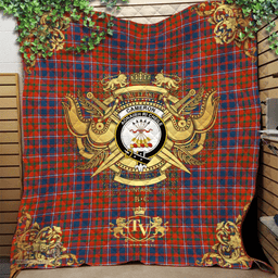Scottish Cameron of Lochiel Ancient Clan Tartan Quilt - Military Logo Style Scottish Plaid Tartan Plaid