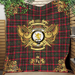 Scottish Cumming Hunting Modern Clan Tartan Quilt - Military Logo Style Scottish Plaid Tartan Plaid