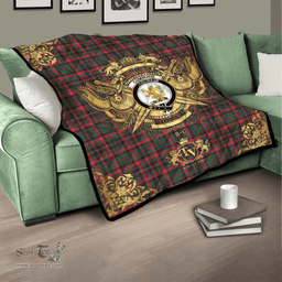 Scottish Cumming Hunting Modern Clan Tartan Quilt - Military Logo Style Scottish Plaid Tartan Plaid