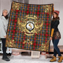 Scottish Chattan (brown stripe) Clan Tartan Quilt - Military Logo Style Scottish Plaid Tartan Plaid