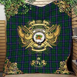 Scottish Douglas Green Clan Tartan Quilt - Military Logo Style Scottish Plaid Tartan Plaid