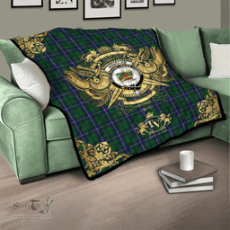 Scottish Douglas Green Clan Tartan Quilt - Military Logo Style Scottish Plaid Tartan Plaid