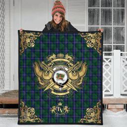 Scottish Douglas Green Clan Tartan Quilt - Military Logo Style Scottish Plaid Tartan Plaid