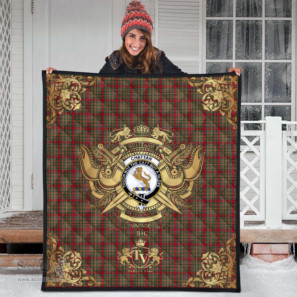 Scottish Chattan 02 Clan Tartan Quilt - Military Logo Style Scottish Plaid Tartan Plaid