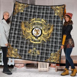 Scottish Drummond Grey Originaux Clan Tartan Quilt - Military Logo Style Scottish Plaid Tartan Plaid