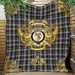 Scottish Drummond Grey Originaux Clan Tartan Quilt - Military Logo Style Scottish Plaid Tartan Plaid