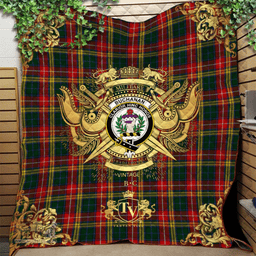 Scottish Buchanan 04 Clan Tartan Quilt - Military Logo Style Scottish Plaid Tartan Plaid