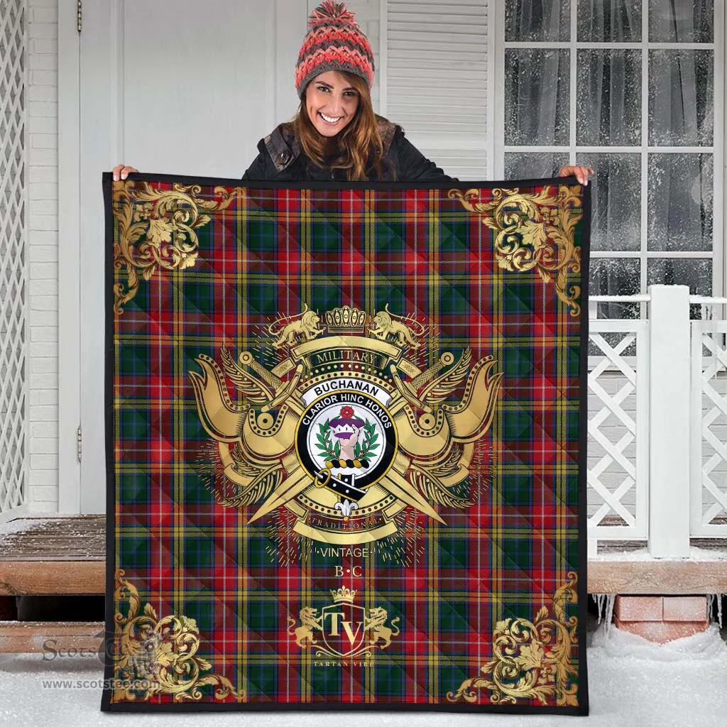 Scottish Buchanan 04 Clan Tartan Quilt - Military Logo Style Scottish Plaid Tartan Plaid