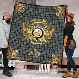 Scottish Campbell Faded Clan Tartan Quilt - Military Logo Style Scottish Plaid Tartan Plaid