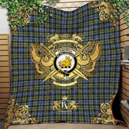 Scottish Campbell Faded Clan Tartan Quilt - Military Logo Style Scottish Plaid Tartan Plaid