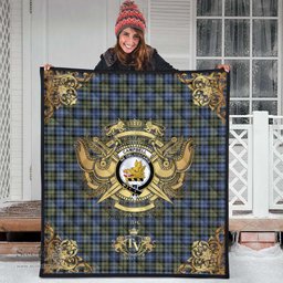 Scottish Campbell Faded Clan Tartan Quilt - Military Logo Style Scottish Plaid Tartan Plaid