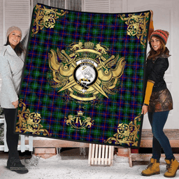 Scottish Campbell of Cawdor Modern Clan Tartan Quilt - Military Logo Style Scottish Plaid Tartan Plaid