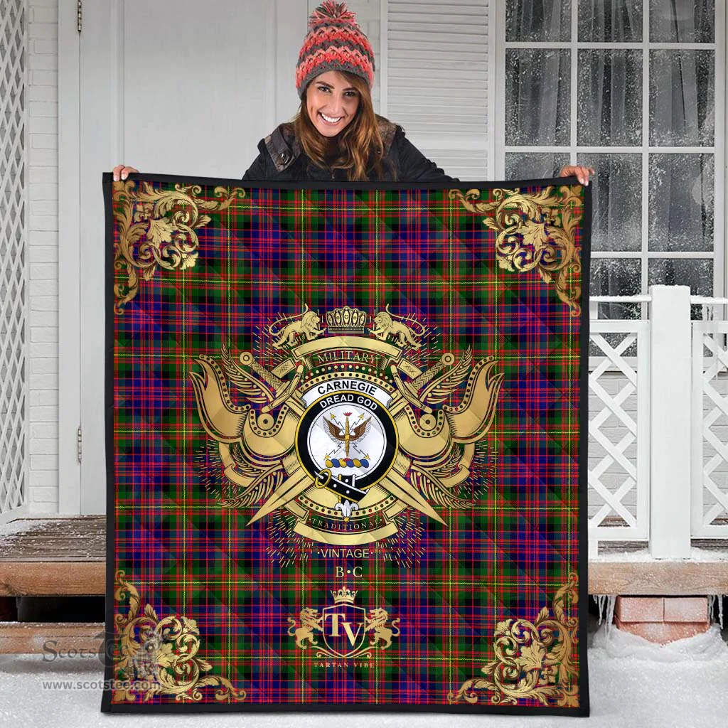Scottish Carnegie Modern Clan Tartan Quilt - Military Logo Style Scottish Plaid Tartan Plaid
