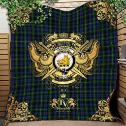 Scottish Campbell of Argyll 01 Clan Tartan Quilt - Military Logo Style Scottish Plaid Tartan Plaid