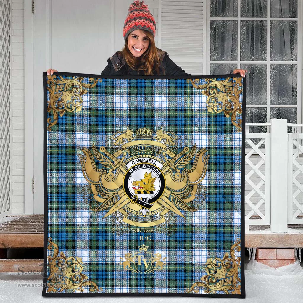 Scottish Campbell Dress Ancient Clan Tartan Quilt - Military Logo Style Scottish Plaid Tartan Plaid