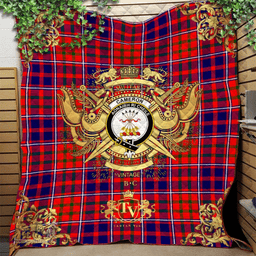 Scottish Cameron of Lochiel Modern Clan Tartan Quilt - Military Logo Style Scottish Plaid Tartan Plaid