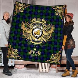 Scottish Campbell Modern Clan Tartan Quilt - Military Logo Style Scottish Plaid Tartan Plaid