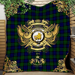 Scottish Campbell Modern Clan Tartan Quilt - Military Logo Style Scottish Plaid Tartan Plaid