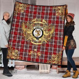 Scottish Drummond of Perth Dress Clan Tartan Quilt - Military Logo Style Scottish Plaid Tartan Plaid