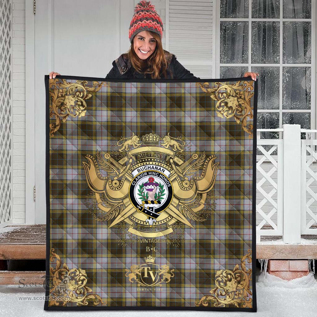 Scottish Buchanan Dress Clan Tartan Quilt - Military Logo Style Scottish Plaid Tartan Plaid