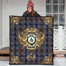 Scottish Gayre Hunting Clan Tartan Quilt - Military Logo Style Scottish Plaid Tartan Plaid