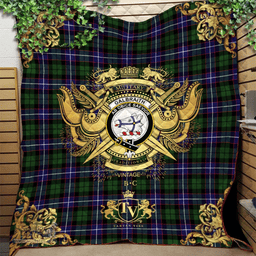Scottish Galbraith Modern Clan Tartan Quilt - Military Logo Style Scottish Plaid Tartan Plaid