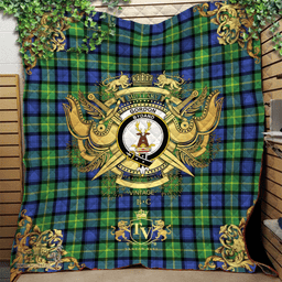 Scottish Gordon Old Ancient Clan Tartan Quilt - Military Logo Style Scottish Plaid Tartan Plaid
