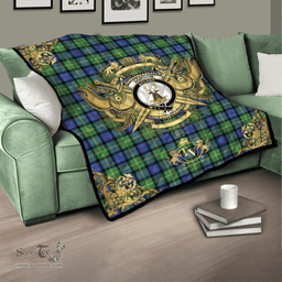 Scottish Gordon Old Ancient Clan Tartan Quilt - Military Logo Style Scottish Plaid Tartan Plaid
