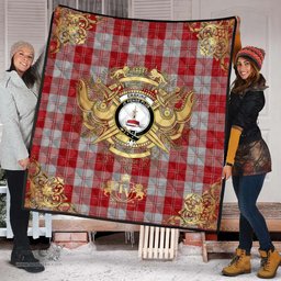 Scottish Erskine Red Clan Tartan Quilt - Military Logo Style Scottish Plaid Tartan Plaid